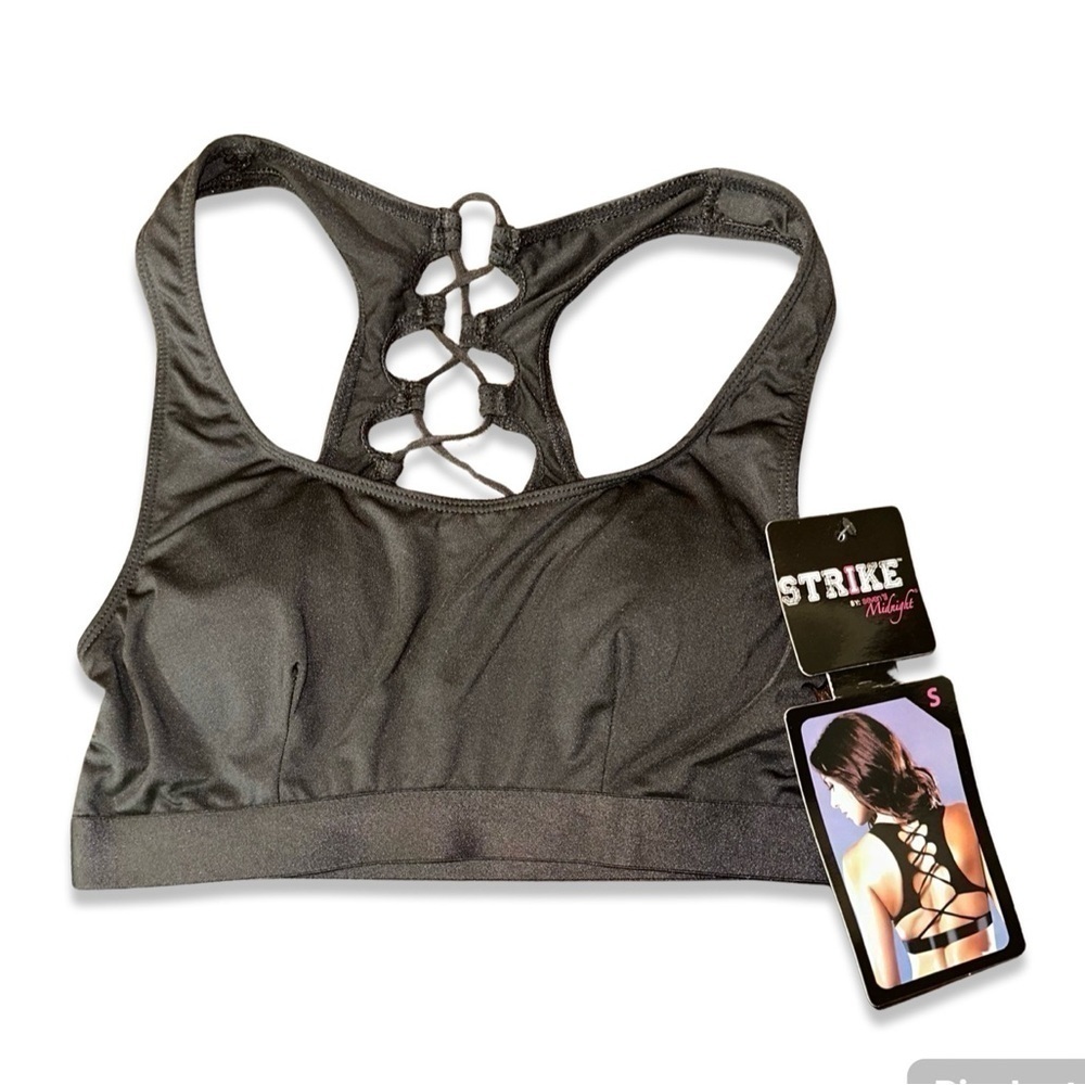 4/$15 STRIKE BLACK CRIS CROSS BACK SPORTS BRA